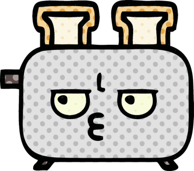 Bir insan tarafından çizilmiş bir ekmek kızartma makinesinin çizgi filmi.