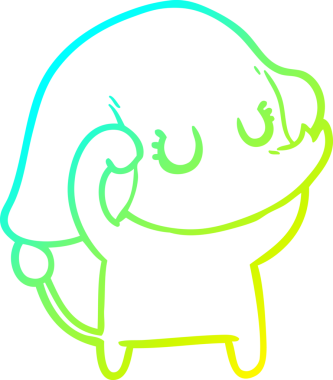 Bir insan tarafından çizilmiş şirin bir filin soğuk gradyan çizgisi