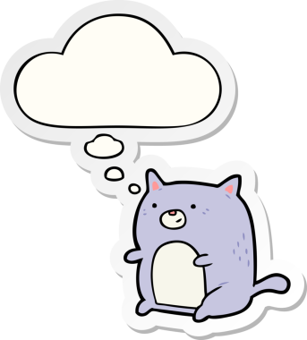 Düşünce baloncuklu çizgi film kedisi insan tarafından çizilmiş bir çıkartma.