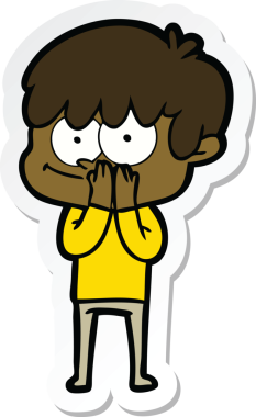 Bir insan tarafından çizilmiş mutlu bir çizgi film karakterinin çıkartması.