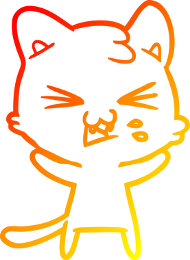 Bir insan tarafından çizilmiş çizgi film kedisinin sıcak çizgi çizimi