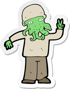 Bir insan tarafından çizilmiş karikatür çıkartması.