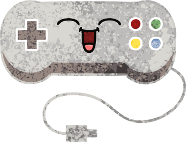 Bir insan tarafından çizilmiş bir oyun denetleyicisinin retro illüstrasyon tarzı karikatürü