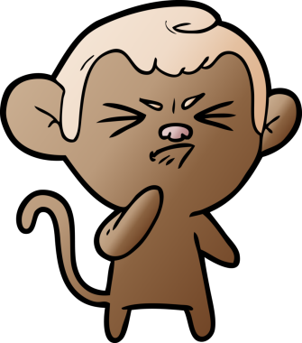 Bir insan tarafından çizilmiş kızgın maymun çizgi filmi.