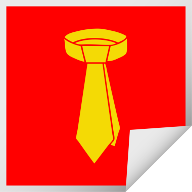 Kare soyma etiketi. Bir insan tarafından çizilmiş garip karikatür boyun bağı.