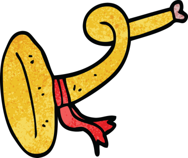 bir insan tarafından çizilmiş karalama kıvrımlı boynuz enstrümanı