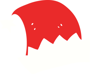 Bir insan tarafından çizilmiş Noel Baba şapkasının düz renk çizimi