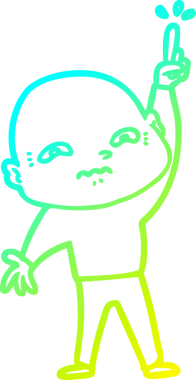 Sinirli bir çizgi film karakterinin insan tarafından çizilmiş bir soruyu sormasının soğuk gradyan çizgisi.