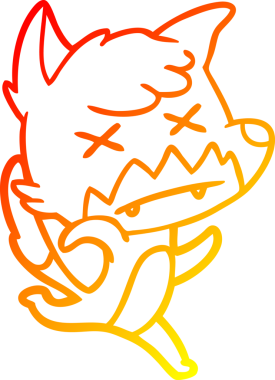 Bir insan tarafından çizilmiş şaşı gözlü tilki çizgi çizimi.