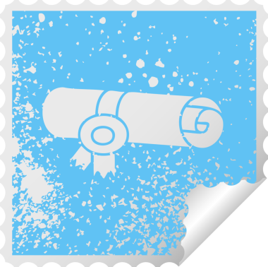 Bir insan tarafından çizilmiş sertifikanın kare soyma etiketi.