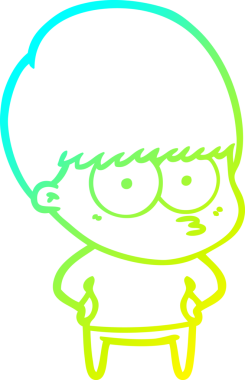 Bir insan tarafından çizilmiş gergin bir çizgi film çocuğu çizimi.