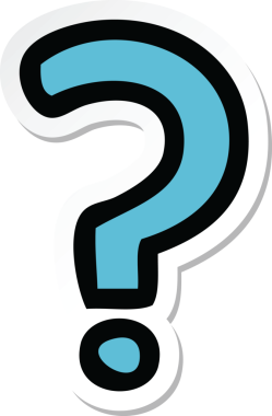 Bir insan tarafından çizilmiş şirin bir soru işaretinin çıkartması.