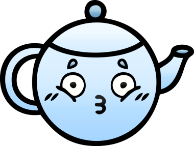 Bir insan tarafından çizilmiş bir çaydanlığın gölgeli karikatürü