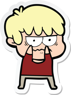 Bir insan tarafından çizilmiş kızgın bir çizgi film çocuğunun çıkartması.