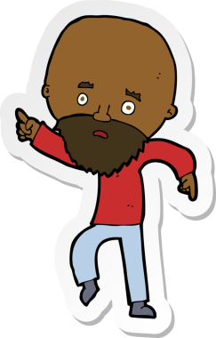 Bir insan tarafından çizilmiş endişeli yaşlı bir adamın çizdiği karikatür çıkartması.