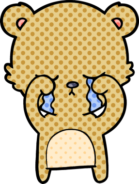 Bir insan tarafından çizilmiş ağlayan çizgi film ayısı.