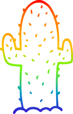 Bir insan tarafından çizilmiş bir kaktüsün gökkuşağı gradyanı çizimi