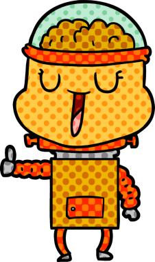 Bir insan tarafından çizilmiş mutlu çizgi film robotu