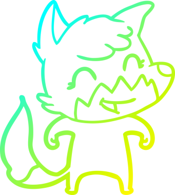 Bir insan tarafından çizilmiş mutlu bir tilkinin soğuk çizgi çizimi.