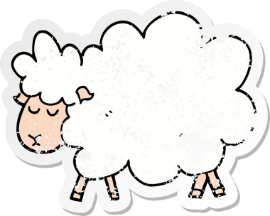 Bir insan tarafından çizilmiş karikatür bir koyunun sıkıntılı çıkartması.