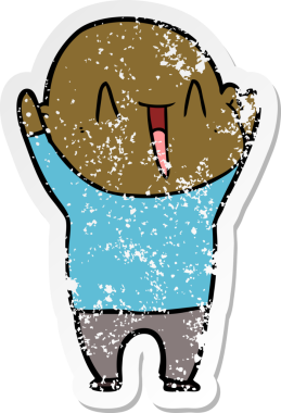 Bir insan tarafından çizilmiş mutlu, kel bir adamın sıkıntılı çıkartması.