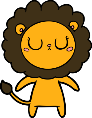 Bir insan tarafından çizilmiş çizgi film aslanı.