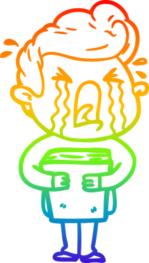 Bir insan tarafından çizilmiş ağlayan bir adamın çizdiği gökkuşağı gradyan çizgisi.