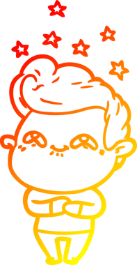 Bir insan tarafından çizilmiş, heyecanlı bir çizgi film çizimi.