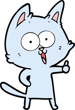 Bir insan tarafından çizilmiş komik çizgi film kedisi.