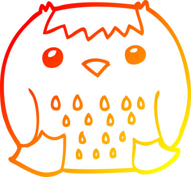 Bir insan tarafından çizilmiş bir baykuşun sıcak çizgi çizimi