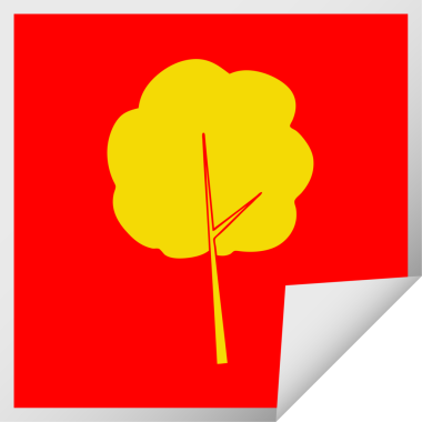 Bir insan tarafından çizilmiş kare soyulmuş tuhaf çizgi film ağacı.