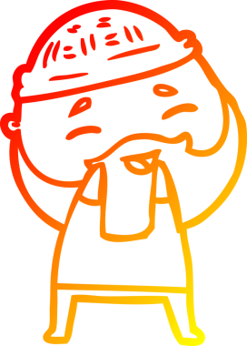 Bir insan tarafından çizilmiş mutlu sakallı bir adamın çizgi çizimi.