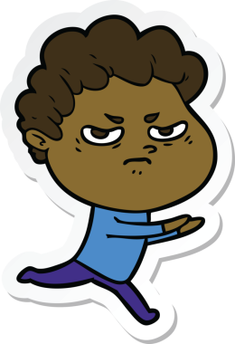 Bir insan tarafından çizilmiş kızgın bir adamın çıkartması.