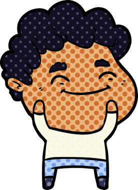 Bir insan tarafından çizilmiş çizgi film dostu bir adam.