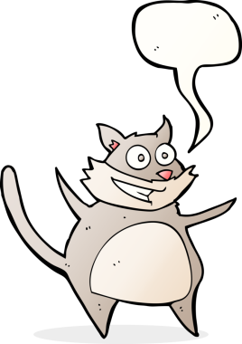 Bir insan tarafından çizilmiş komik bir çizgi film kedisi.