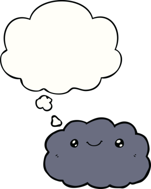 Bir insan tarafından çizilmiş düşünce baloncuklu çizgi film bulutu