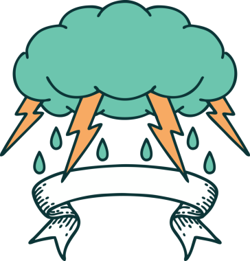 Bir insan tarafından çizilmiş fırtına bulutu dövmesi.