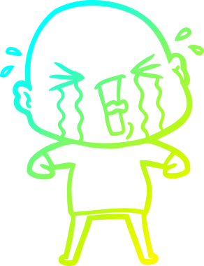 Bir insan tarafından çizilmiş, ağlayan kel bir adamın çizdiği soğuk çizgi.