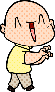 Bir insan tarafından çizilmiş mutlu, kel adam.