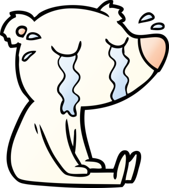 Bir insan tarafından çizilmiş ağlayan kutup ayısı çizgi filmi.