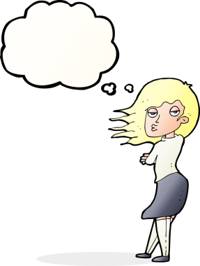 Bir insan tarafından çizilmiş düşünce baloncuğuyla fotoğraf çeken karikatür kadını.