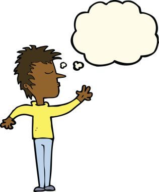 Düşünce baloncuğu bir insan tarafından çizilmiş bir karikatür.