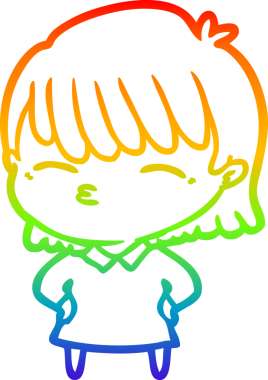 gökkuşağı gradyan çizimi bir insan tarafından çizilmiş bir karikatür kadın