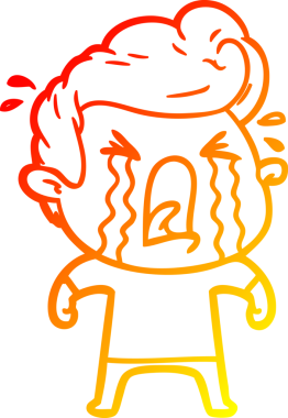 Bir insan tarafından çizilmiş, ağlayan bir çizgi film karakteri.