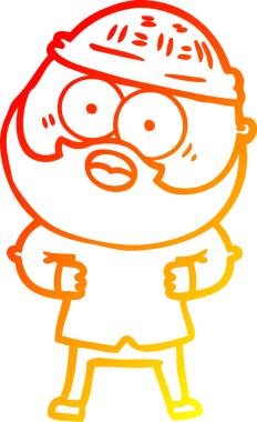 Bir insan tarafından çizilmiş sakallı bir adamın sıcak çizgi çizimi.