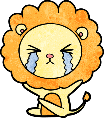 Bir insan tarafından çizilmiş ağlayan bir aslan.