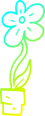 Bir insan tarafından çizilmiş bir çiçek saksının soğuk gradyan çizgisi.