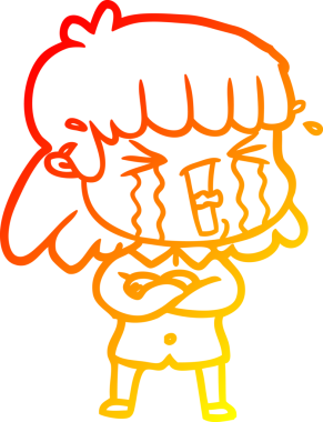 Bir insan tarafından çizilmiş göz yaşları içindeki çizgi film kadını çizimi.