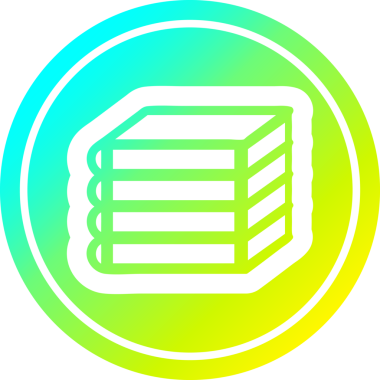 Bir insan tarafından çizilen serin gradyan bitiş ile kitap yığınları dairesel simge