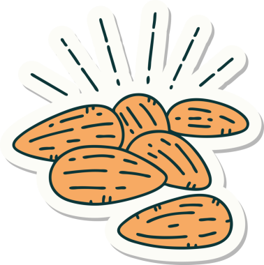 Bir insan tarafından çizilmiş dövme stili badem çıkartması.